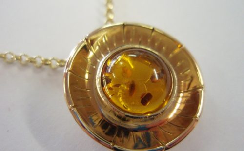 Sun Necklace, Amber and Gold